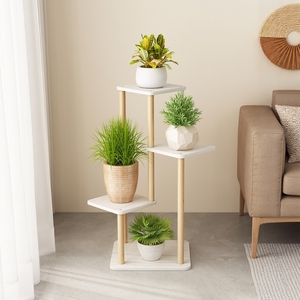 Soporte de Madera para Flores, Rectangular, Multifuncional, para Interiores y Exteriores, Estante para Plantas, para Sala de Estar, Balcón, de Pie o para Montar en la Pared - Product Image 1