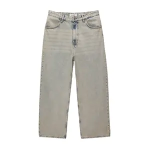 Gingtto Top Desgin Streetwear pantaloni Vintage in Denim lavato jeans larghi da uomo