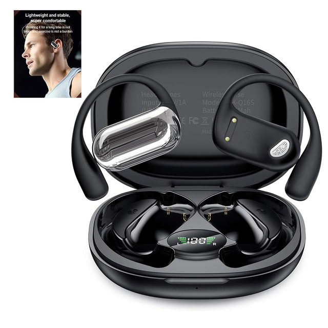 Custom Logo 45mah Battery Music Play 8 Hours Open Earbuds Headphones Noise Cancelling 5.4 TWS Clip on Ear OWS Earphone
