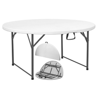 Haute qualité 5ft 150cm salle à manger Banquet fête événement blanc en plastique mariage rond Tables pliantes
