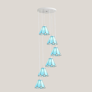 <span class=keywords><strong>Lampadario</strong></span> in Stile Americano con Paralume in Vetro Colorato per Sala <span class=keywords><strong>da</strong></span> Pranzo, Isola Cucina, Arredamento Caffè, Lampada Sospesa Multiluce - Product Image 4