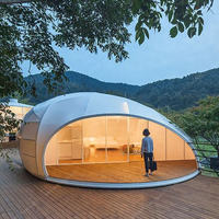 Struktur Tenda Kubah Membran Glamping Pod Dengan Rangka Baja & Penutup Atap PVDF untuk Retret Liburan Mewah