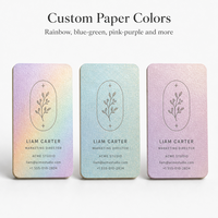 Cartes de visite miroir personnalisées en papier nacré arc-en-ciel avec logo en feuille d'argent, holographiques irisées pour les arts créatifs et les marques de mode