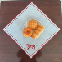 Napperons modernes irréguliers brodés avec nœuds, écologiques, pour la décoration de table à manger à la maison, serviettes de table en lin multicolores pour pique-nique et extérieur