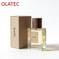 Ensemble de flacons de parfum en verre personnalisés, pompe pulvérisatrice, bouchon en bois, étiquettes en papier imprimées disponibles, tailles 30/50/100 ml, emballage cadeau