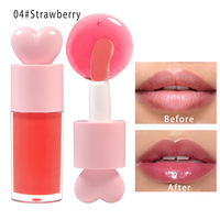 OUGUAN Huile à Lèvres Bio Végane Personnalisable (Logo OEM) Vitamine C E Aloe Vera Hydratante Maquillage Liquide Baume à Lèvres Scintillant Effet Perle Essence pour les Lèvres
