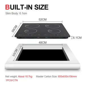 Built In 4 Plate Induction Hob Electric Stove 6800W Induction Cooktop With 4 Power Boost Burners