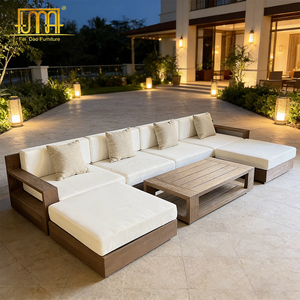Muebles de exterior de <span class=keywords><strong>madera</strong></span> de teca para jardín, cómodo conjunto de sofá cama en forma de L - Product Image 3