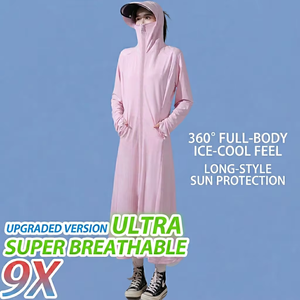 เสื้อกีฬาผู้หญิงแบบมีฮู้ด คอตั้ง แขนยาว ระบายอากาศ แห้งเร็ว ผลิตจากโพลีเอสเตอร์ ป้องกันแสงแดด สำหรับฤดูร้อน - Product Image 2