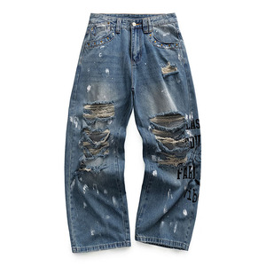 <span class=keywords><strong>Jean</strong></span> ample <span class=keywords><strong>d</strong></span>échiré et <span class=keywords><strong>d</strong></span>élavé style américain tendance pour homme – <span class=keywords><strong>Jean</strong></span> en denim selvedge - Product Image 3