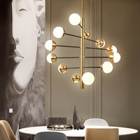 Lustre LED en verre de style nordique pour salon, modèle Zhuoer Ball, design branche d'arbre, motif haricot magique, moderne et simple, pour restaurant, chambre et magasin de vêtements, rond