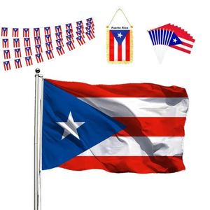 Banderas de Puerto Rico Personalizadas de 90x150cm (3x5 Pies) con Logotipo, Impresas en Serigrafía sobre Poliéster, Portátiles para Exteriores - Product Image 1