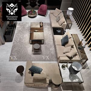 समकालीन आधुनिक चमड़े के सोफे होटल लॉबी 1 + 2 + 3 सीटर एकांत सोफे सोफे सेट लक्जरी घर रहने वाले कमरे तीन सीटर सोफा - Product Image 5