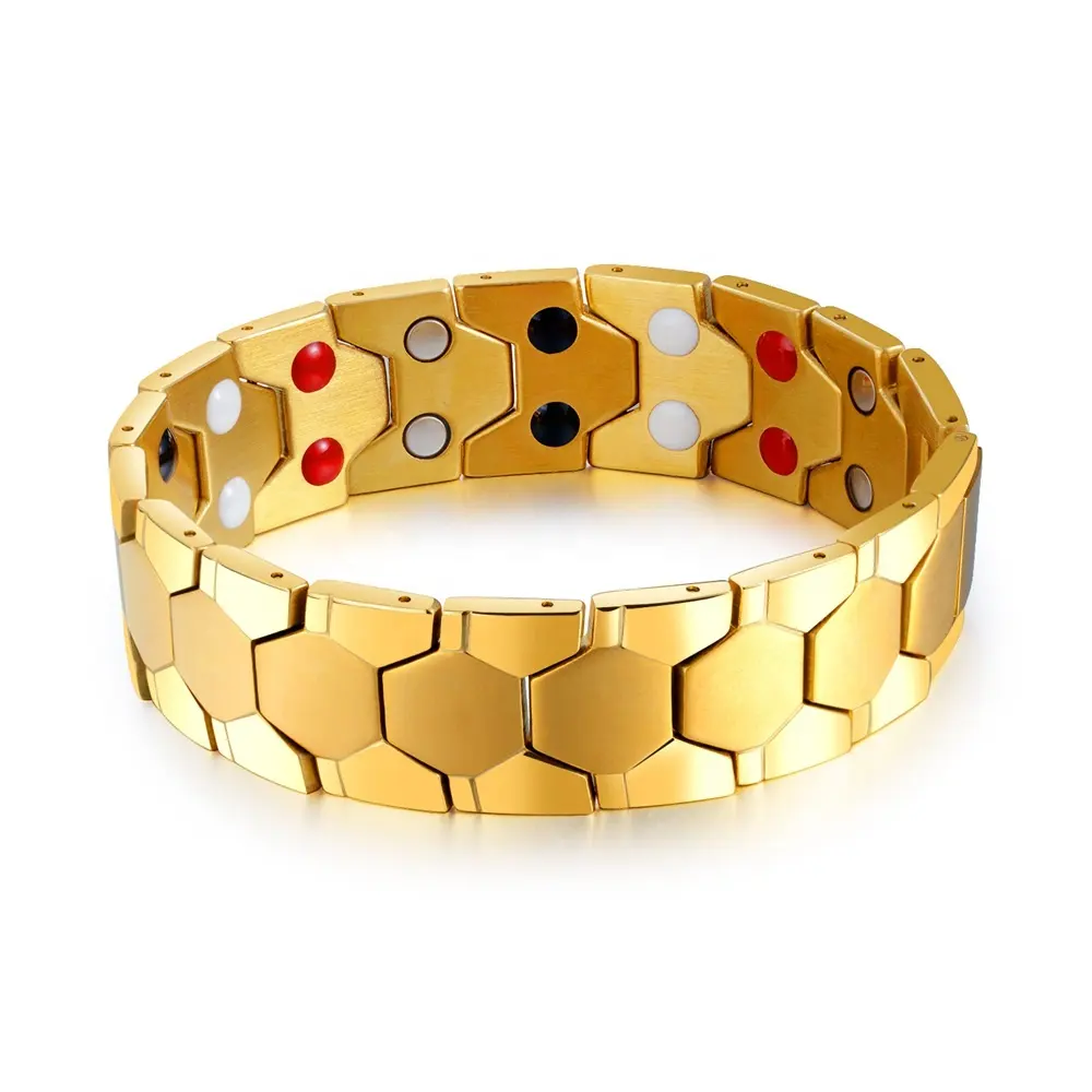 Braccialetto magnetico per la terapia della salute placcato in oro da donna per gli amanti del braccialetto magnetico per l'energia della salute del cuore