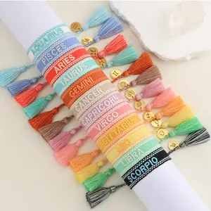 Cross-border twelve bracelet European and American embroidery letter woven hand string personality hand-woven jewelry