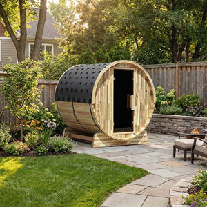Sauna de Barril para Exteriores de Cedro Rojo Moderno de Primera Calidad, Ecológica, con Puerta de Vidrio para Relajación en el Patio Trasero - Product Image 6