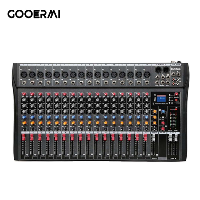Gooermi CT-16 Professional 16 Channels Mixing Console with Noise Cancelling & Streaming Audio for Live Stream DJ and Stage Use