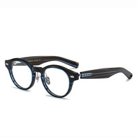 Monture de lunettes en titane japonais de haute qualité Lunettes circulaires en acétate avec design à ressort