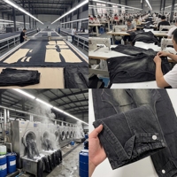 Jeans personnalisés à jambe large pour hommes, avec boutons et sangles, ourlet évasé, effet usé, délavé, denim avant-gardiste, OEM ODM, faible MOQ, vente en gros directe usine