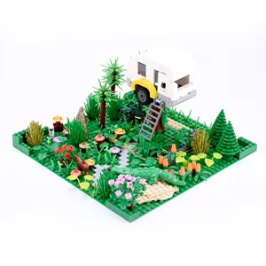 MOC City Construction Accessories Brick an RV in the wild forest Plant Building Blocks Boys and Girls Assembled Toy Gift