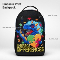 Sac à dos de sensibilisation à l'autisme pour étudiants, sac d'école en forme de cœur avec puzzle T-Rex, sac à dos urbain pour embrasser la diversité