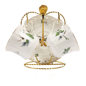 Ensemble théière et tasses en céramique de luxe à fleurs classiques de haute qualité, style européen, avec bordure dorée, pour café et thé - Product Image 3