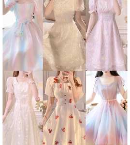 Robe d'été en gros pour femmes à manches bouffantes style français, jupe à fleurs fragmentées, vêtements d'occasion - Product Image 4