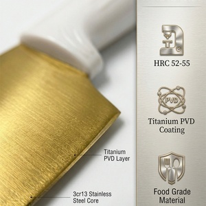 Set De Couteaux De Cuisine 6 Pcs Non Stick Coating Knife <b>Block</b> Set Luxury Gold Titanium Kitchen Chef Knife Set with <b>Block</b> - Product Image 4