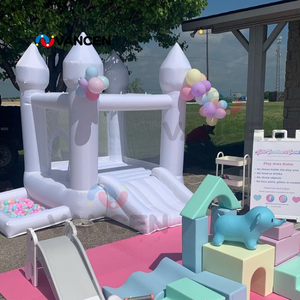 Rumah pantul putih tiup kain Oxford ukuran Mini dengan perosotan dan lubang bola rumah pantul balita untuk penyewaan permainan lembut anak-anak - Product Image 5