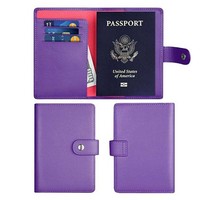 Grosir beberapa dompet paspor pemblokiran RFID pemegang paspor kulit mewah penutup paspor dengan tombol