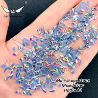 Kristal Rhinestone Bentuk Oktagon AB, Alas Datar, Bentuk Belah Ketupat, Grosir, untuk Kerajinan Pakaian