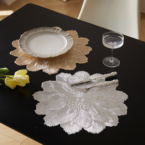 Nordic Minimalist Injection Molded PVC <b>Placemat</b> Gold And Silver Round Waterproof Heat Insulation Mat <b>For</b> <b>Table</b> Decor - Product Image 1