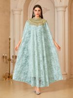 Robe de soirée longue en dentelle perlée faite à la main, grande taille, pour femme, idéale pour l'été, les fêtes, les mariages et les bals de promo