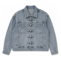 Ensemble de costume vintage en denim léger tricoté pour homme, veste à fermeture à boucle chinoise et pantalon large, style streetwear