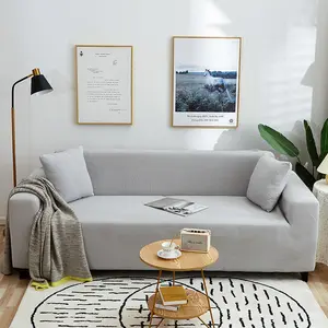 Dört mevsim katı renk evrensel kanepe kılıfı İskandinav moda örme elastik tam kapak toz geçirmez kanepe yastığı