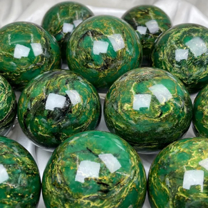 Esfera de Cristal Verde Esmeralda Pulido al por Mayor, Piedra Semipreciosa de Verdite Kambaba, Cristal para Wicca, Reiki, Manualidades, Halloween, Feng Shui - Product Image 3