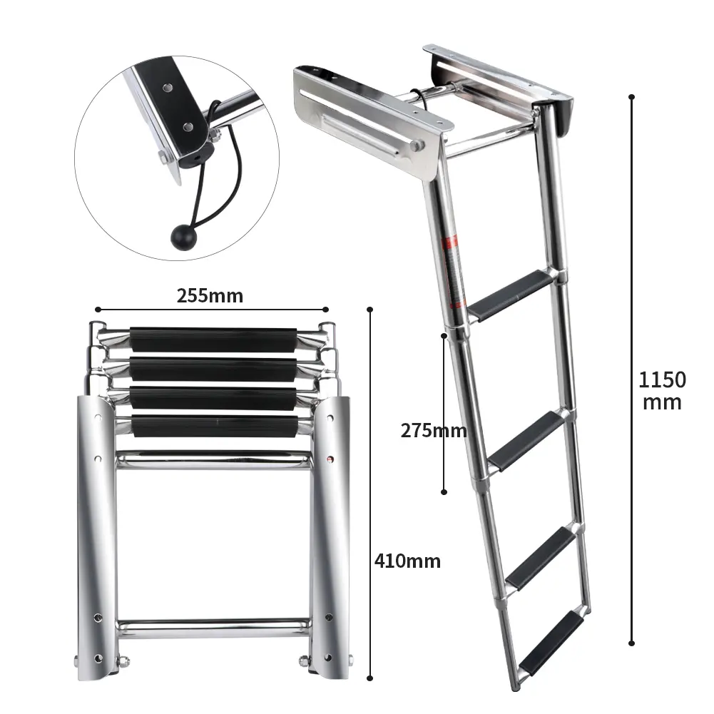 Boots zubehör Edelstahl Teleskop-Verlängerung leiter 4-Stufen-Bootsleiter