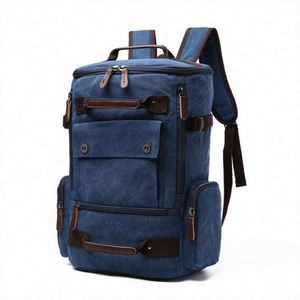 Échantillon gratuit 2023, sac à dos scolaire en polyester et cuir imperméable, tendance, nouveau produit OEM pour hommes - Product Image 2