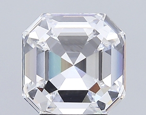 Anillo de Compromiso con Diamante Cultivado en Laboratorio, Corte Asscher de 2.01 Quilates, Oro Blanco de 14K, Tres Piedras, Acabado Pulido, Grado de Corte EX, Hecho a Mano en India - Product Image 4