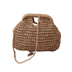 Bolso de Mano Tejido de Paja, Color Beige Claro, Verano 2024, para Uso Diario, Playa y Viajes - Product Image 5