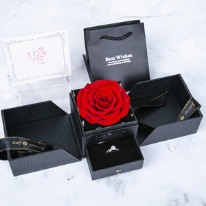 Everlasting Mom Wife Girlfriend Immortal Eternal Forever Stabilized Preserved Real Rose in double open Jewelry Box