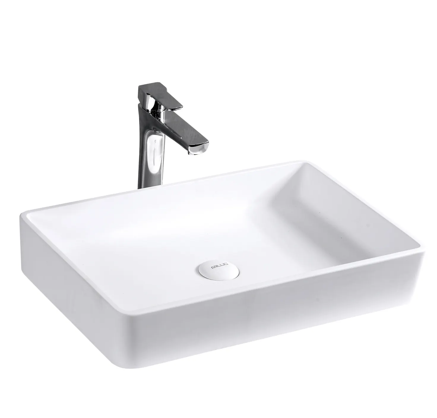 Modern beyaz katı yüzey lavabo reçine taş tezgah üstü dikdörtgen lavabo banyo dolabı için oteller