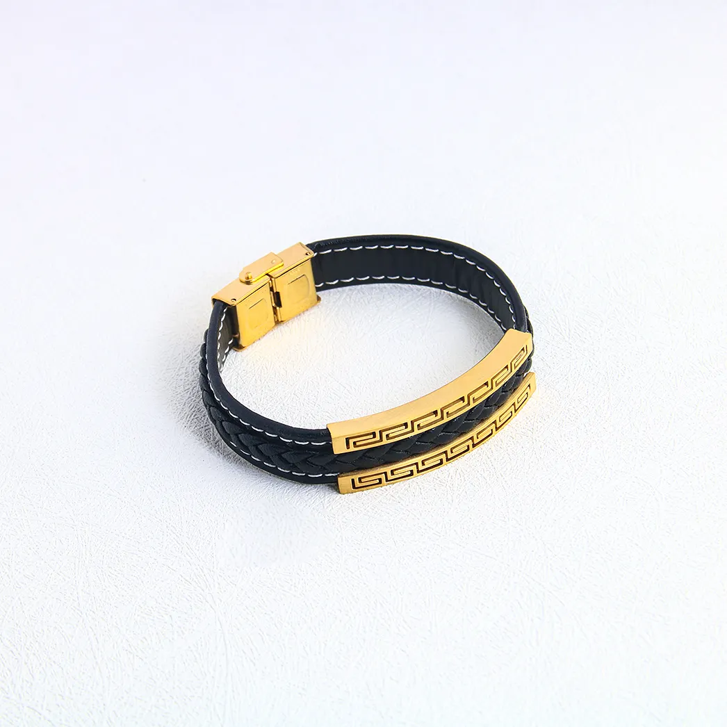 Powell Fashion Jewelry Personalized Custom Bracelet Stainless Steel Homme Jewelry Wristbands Leather Bracelet For Men