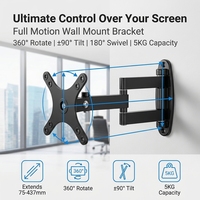 Support mural réglable multifonctionnel en alliage d'aluminium pliable pour téléviseur et moniteur d'ordinateur, avec bras d'extension auto-adhésif durable