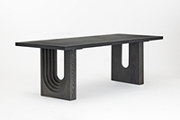 Mobilier de salle à manger moderne Table de salle à manger en bois de chêne récupéré et béton noir Table à manger minimaliste pour 8 sièges