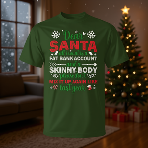 Cher Père Noël, T-shirt de Noël pour un corps mince et un compte bancaire bien garni - Product Image 3