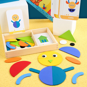 Puzzle en <span class=keywords><strong>bois</strong></span> pour enfants, thème géométrique créatif, carte graphique, puzzle de forme, création de mémoire, cognition - Product Image 2