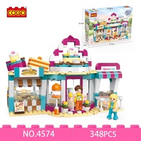 COGO No.4574 Scène de rue Boulangerie 348PCS Jeu de blocs de construction Jouet cadeau pour fille Jeu de blocs de construction en briques