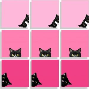 450 Sheets Cute Black White Cat Pattern Self-Adhesive Stickers Set Assorted Peeking Cat Designs Memo Pad DIY <b>Journal</b> - Product Image 1