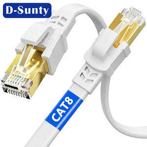 Cat8 Flat Pure Copper Network <b>Cable</b> PVC Jacket 40Gbps High Speed Lan <b>Ethernet</b> Communication Cord White For AI Server Data Center - Product Image 1